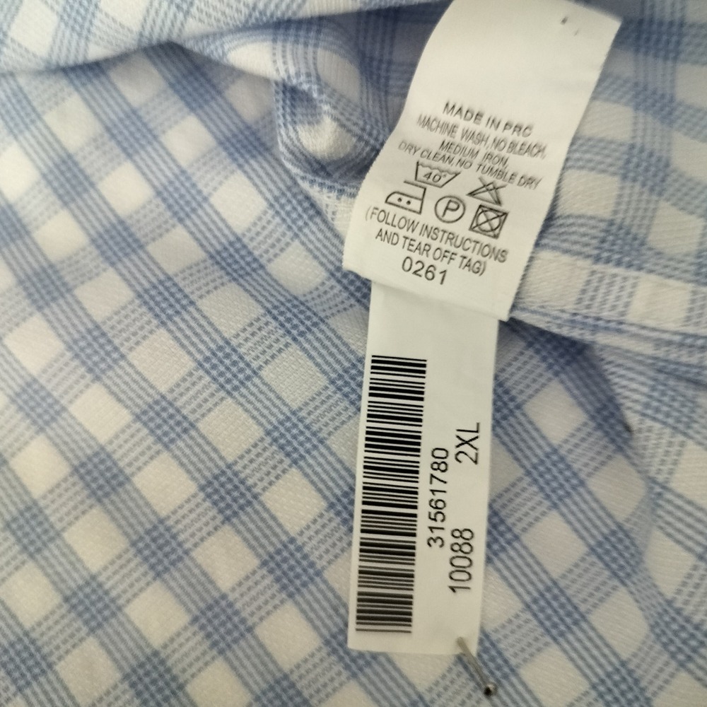 Balmain Paris Mens 2XL Blue White Gingham Check Long Sleeve Button Down Shirt - Picture 12 of 13
